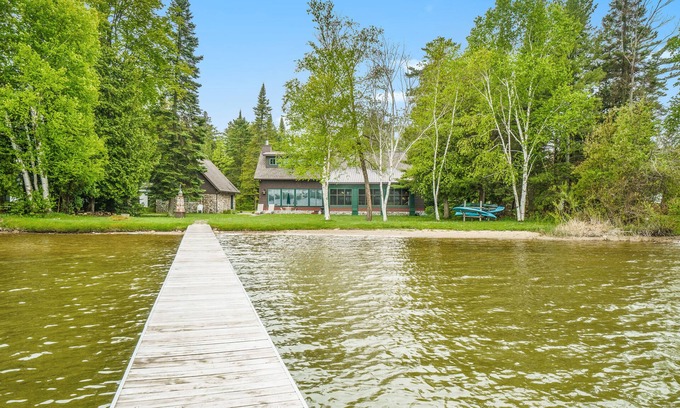 Lake Township House | Lakefront home with Platte Lake views - private dock, kayaks & paddleboards