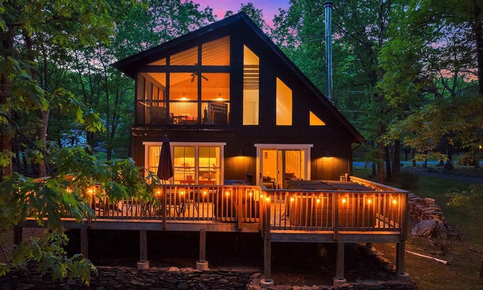 Pocono Mountain Lake House | Lakefront, Pvt Hot Tub, Indoor Pool, Hiking, Games Games, Fireplace