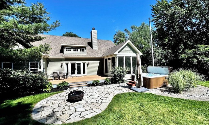 Glenn Haven Shores House | Large Family Home in South Haven - Private lake Access, Hot Tub, Sunroom & Patio