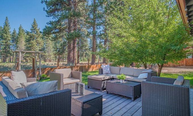 South Lake Tahoe House | Large, sunny home with hot tub backing to large meadow land!