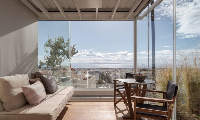 Glyfada Villa | Lavish Athens Penthouse | Skyview Retreat | 1 Bedroom | Private Roof Deck &.