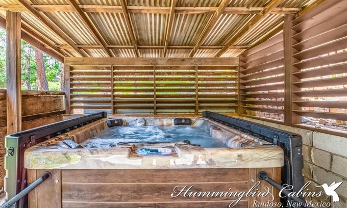 Ruidoso Cabin | Lazy Bear Lodge: 'Relaxation achieved' with hot tub.