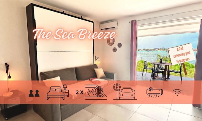 Marigot Apartment | Le Sea-Breeze - Beau studio piscine VUE LAGON