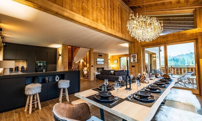 Combloux Ski Chalet | Le Tiki Mont Blanc Jaccuzi et vue Mont Blanc