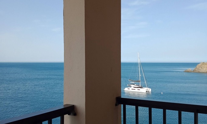 Collioure Apartment | Les Roches Bleues :A balcony overlooking the sea, free wifi, closed garage
