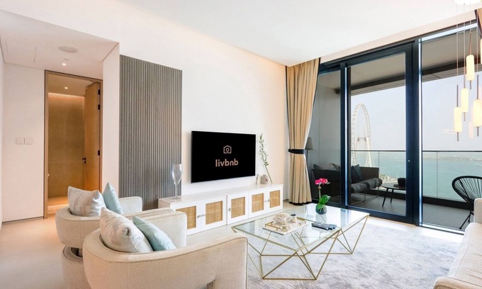 Dubai Apartment | Livbnb | Beachfront 2B with Sea & Ain Dubai Views