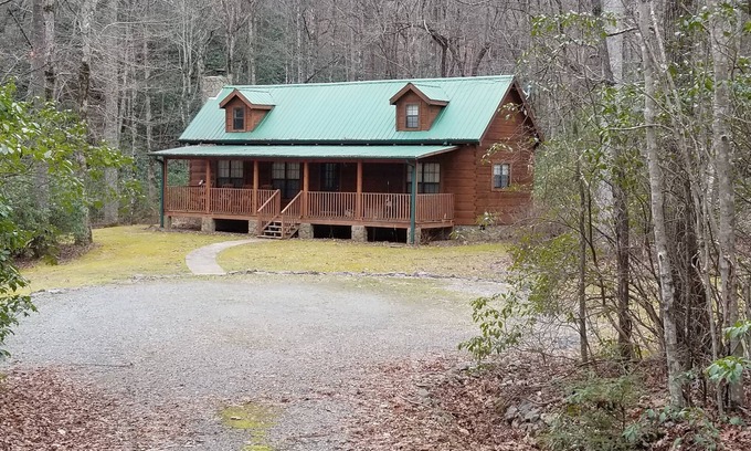 Cedar Mountain Cabin | Log Cabin, Trout Pond on 17 Acres, Near Dupont State Forest, very private