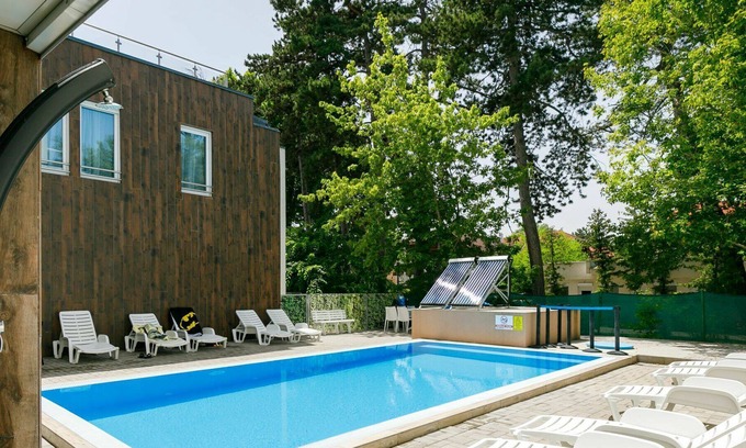 Balatonlelle Apartment | Lovely apartment for 8 people with A/C, internet, pool, TV, balcony and parking