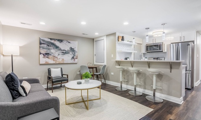 Park West Apartment | Lovely Garden Set up is Perfect for Your Morning Coffee or a Drink After Some Great Blues Music at Kingston Mines by AllSet Turnover