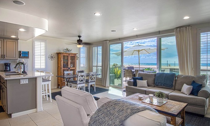 Santa Ana Heights Condo | Lovely lower unit with spectacular oversized patio right on the sand!