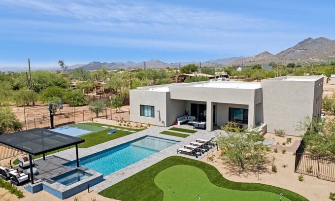 Pinnacle Peak House | Lux Home + Heated Pool + Spa + Golf Sim + Basketball Court