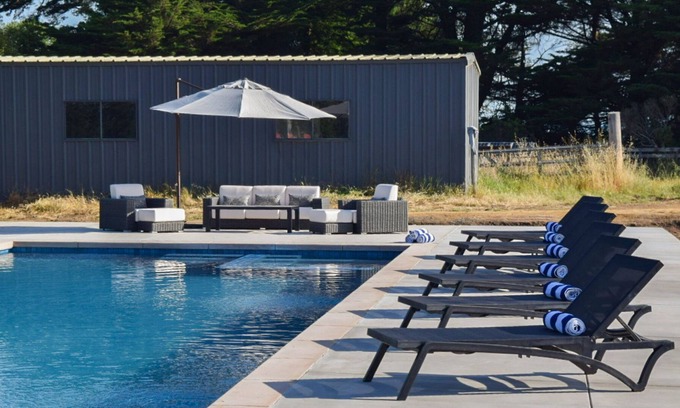 Freestone House | Luxe 6-acre compound with private pool, hot tub, 2 living areas & AC