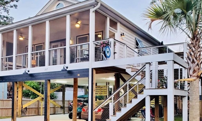 Folly Beach House | Luxury Beach Haven on Folly! Just 2 Blocks to both the Beach & Center St!