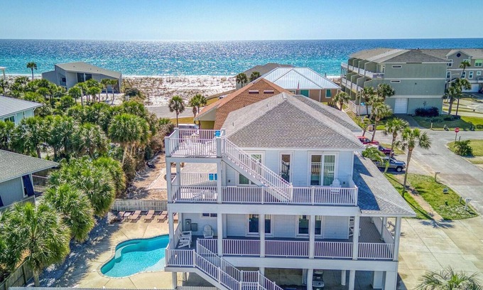 Pensacola Beach House | Luxury Gulf view home w/Private Pool/Steps to the beach!