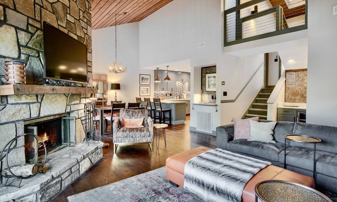Sapphire House | Luxury Lakefront Gem with vibrant fall foliage and panoramic lake views