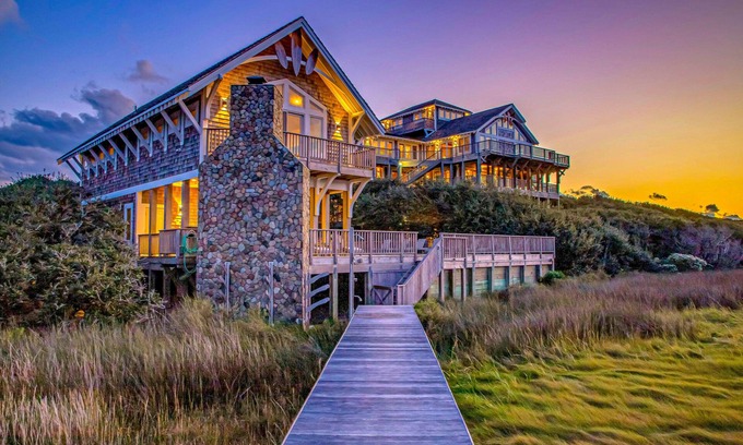 Buxton House | Luxury sound-front home with private pool, hot tub, & dock