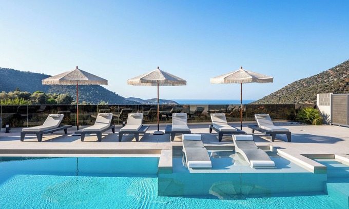 Geropotamos Villa | Luxury Villa with Sea Views, Fire Pit & near beach