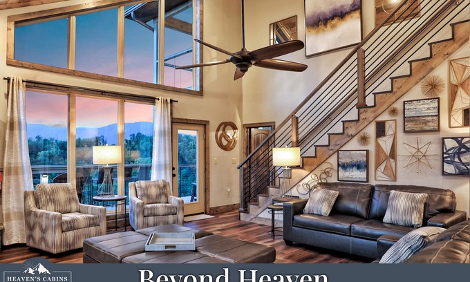 Chalet Village North Cabin | MAGNIFICENT Modern Luxury Cabin! VIEWS! HUGE Decks! Fire Pits! Gaming! Theater!