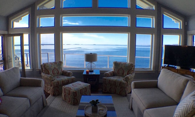 Northport House | Marvel at panoramic ocean views from newly renovated oceanfront home near Camden