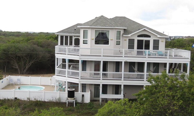 Carova Beach House | Meant To Be Your Home Away from Home 5 BR, 4.5 BA Pool Hot Tub Walk to 4X4 Beach