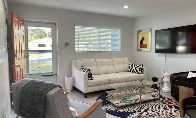 Clearwater House | Mid Century home close to beaches and downtown Dunedin. 1 block from the Trail.