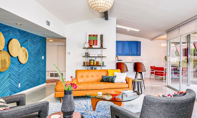 Palm Springs Condo | Mid-century modern condo w/fun decor, private patio, & shared pool
