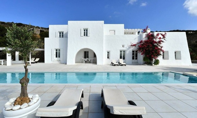 Paros Villa | Mirabella Hilltop Villa with Pool, Tennis & Sea View