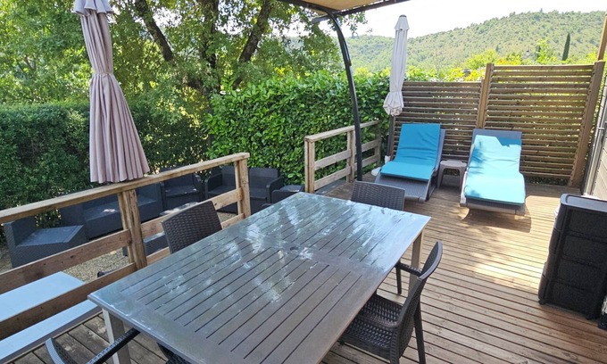 Chassagnes House | Mobilehome TAOS air-conditioned 4 to 6 persons in South ARDECHE, 4 stars campsite