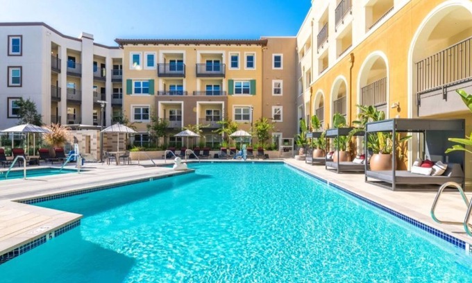 Whisman Station Condo | Modern 1BR Condo with Sparkling Pool and Fitness Center