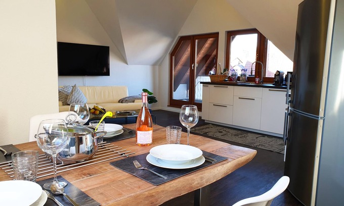 Meersburg Apartment | Modern 2-room attic apartment with balcony and internet/wi-fi