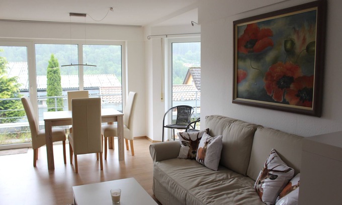 Bad Wildbad Apartment | Modern apartment with a sun terrace and a view of the Black Forest