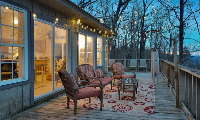 Trenton House | Modern cabin with mountain views, fireplace, inviting deck, washer/dryer & AC