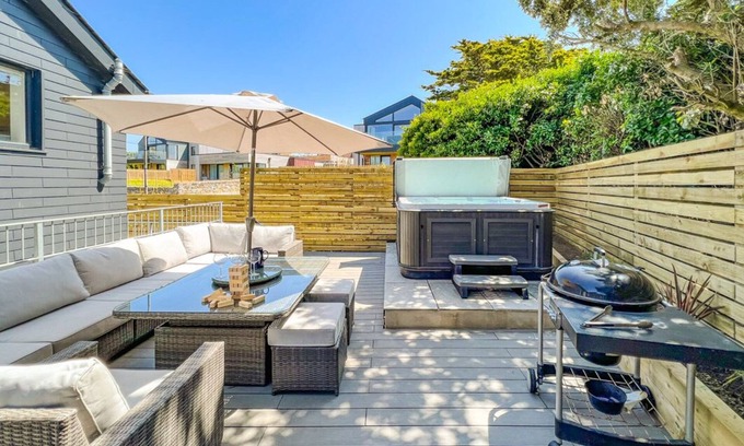 Constantine Bay House | Modern Constantine Bay home with private hot tub, close to the beach and golf