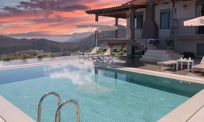 Agia Pelagia Villa | Modern Family Villa with Private Pool, Amazing Sea & Sunset Views close to Lygaria and Agia Pelagia