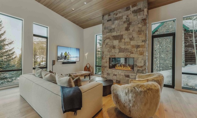 Highland Meadows House | Modern Mountain Home with Aspen Views, Hot Tub, Fireplace, and Luxe Interiors