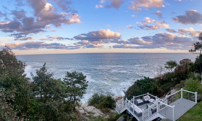 Gloucester House | Modern oceanfront home with scenic deck, grill, games, chef's kitchen, & W/D