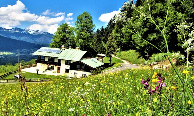 Schoenau am Koenigssee Apartment | Mountain panorama with a view of the valley 4 from high above the Königssee