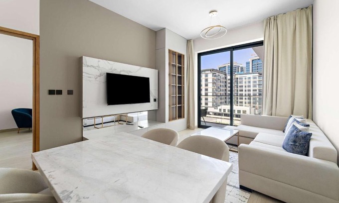 Al Barsha Apartment | New 1-Bedroom in Prime Gardens with pool and gym