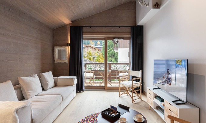 Megeve Apartment | New Apartment in Rochebrune, Megève: 2 Bedrooms, Pool, Gym, Sauna, and Hammam