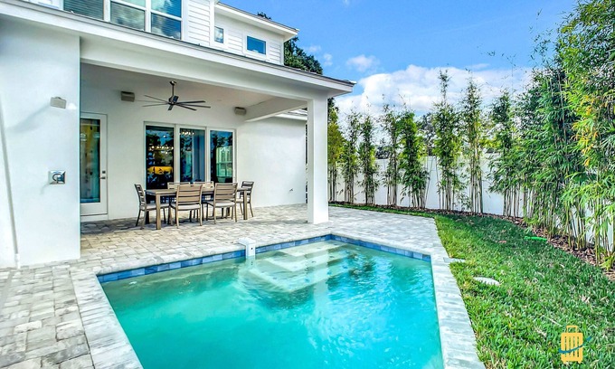 New Smyrna Beach House | New duplex, pool, dock, few steps from the beach