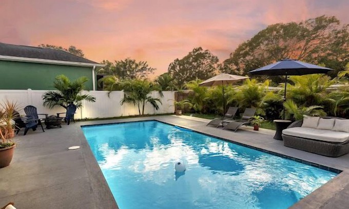 Meadowlawn House | NEW Luxury pool home w/hot tub, KING bed, close to beach, firepit