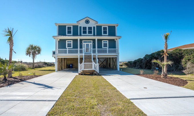 Yaupon Beach House | NEW! Oceanfront w/Direct Access to Beach & View of Pier. The Seventh Wave