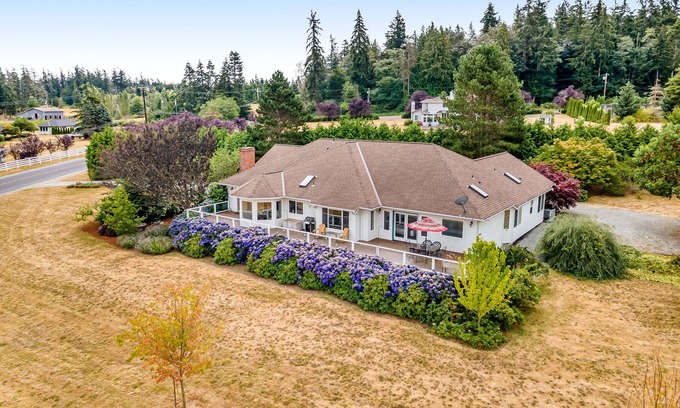 Camano Island House | Newly updated home with sweeping cascade views, gas grill, WiFi & lush acreage