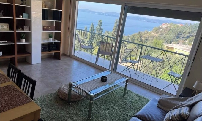 Barbati Apartment | Nissaki Rooftop Oceanview two bedroom apartment with WiFi and air conditioning