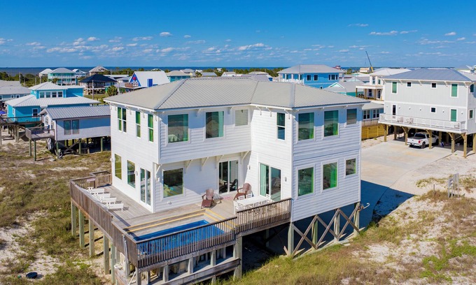 Fort Morgan House | No Shoes Beach House Private Pool Gulf Front easy walk to toes in the sand Prickett Properties