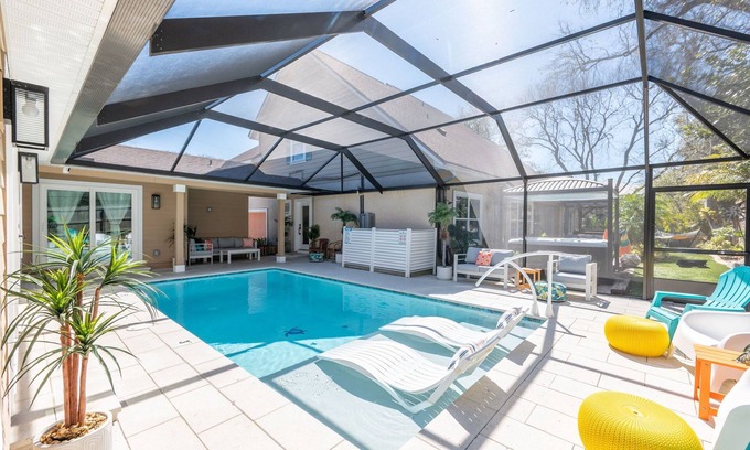 Vilano Beach House | Not Your Average Pool Home At The Beach! Amenities Galore! Walk to the beach!
