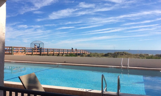 Crescent Beach Condo | Ocean Front 1 Bedroom Condo With Heated Pool just outside the balcony
