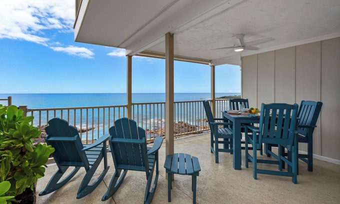 Kailua-Kona Condo | Ocean Front! Stunning Remodel in 2024! 102 Kona Riviera