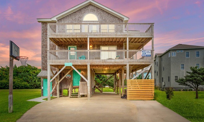 Spindrift Banks House | Ocean Views! Dog Friendly Home in Salvo w/Hot Tub, Elevator, and Screened Porch