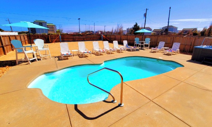 Kill Devil Hills House | Ocean Views-Heated Pool-Hot Tub-2 King Suites-Backyard Game Area-Fire Pit